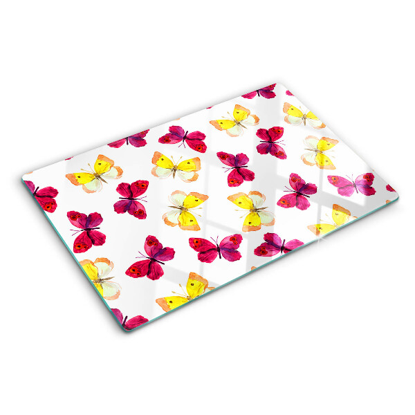 Snijplanken glas Vlindermotief in lentekleuren