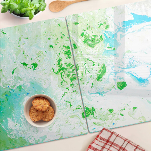 Glazen snijplanken Abstracte wervelingen in groen en blauw
