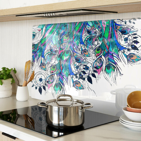 Glazen snijplanken Pauwenveren in groen en blauw