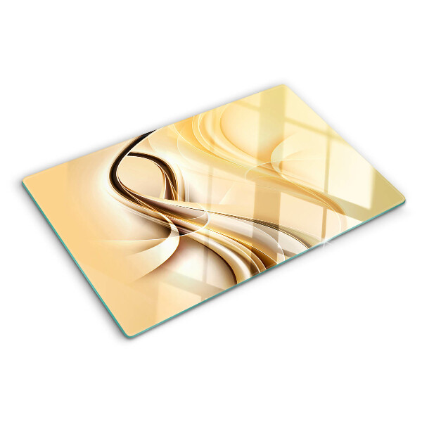 Snijplanken glas Abstracte golven in beigetinten