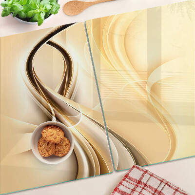 Snijplanken glas Abstracte golven in beigetinten