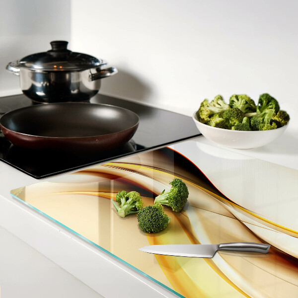 Glazen snijplanken Abstracte golven in goudtinten