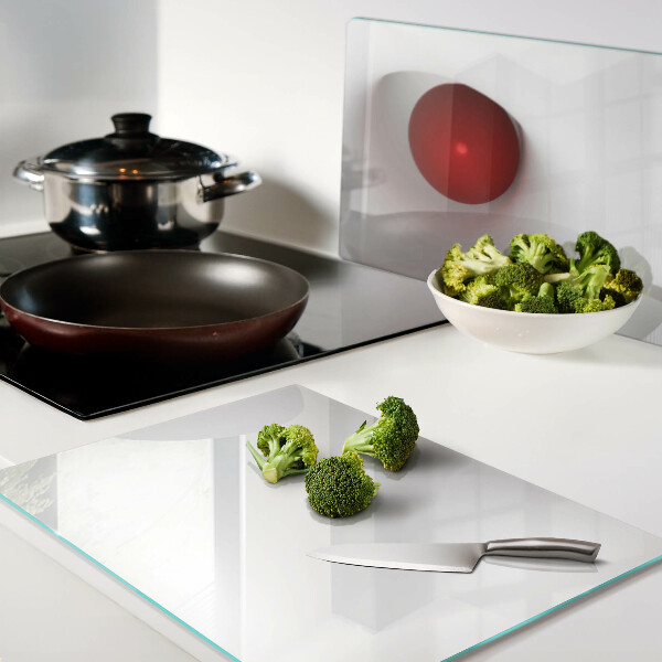 Snijplanken van glas Rode cirkel op een transparante achtergrond