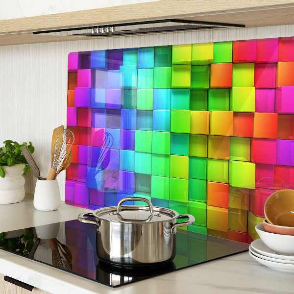 Snijplanken van glas Regenboogvierkantjes in een mozaïek