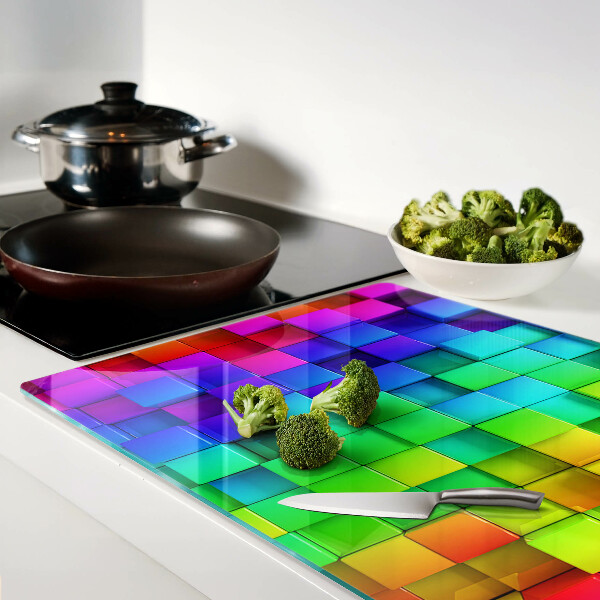 Snijplanken van glas Regenboogvierkantjes in een mozaïek