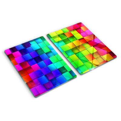 Snijplanken van glas Regenboogvierkantjes in een mozaïek