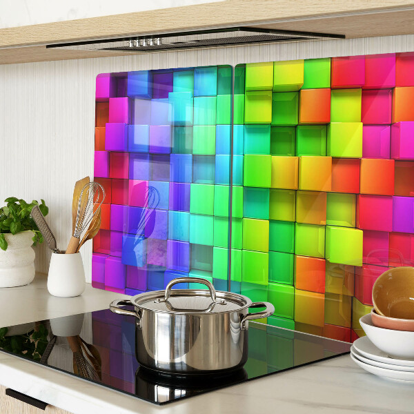 Snijplanken van glas Regenboogvierkantjes in een mozaïek