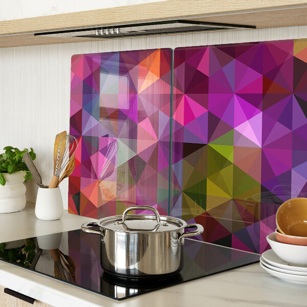 Glazen snijplanken Geometrische vormen in roze en paarse tinten.