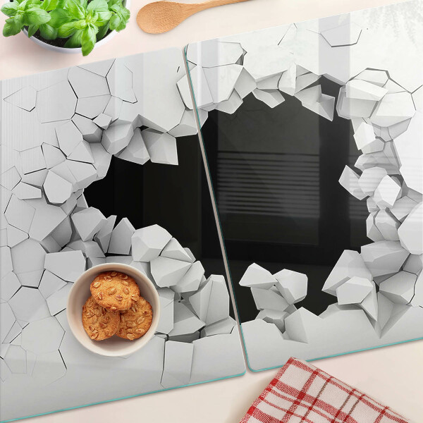 Snijplanken van glas Gebarsten muur