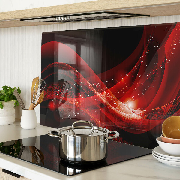 Snijplanken glas Rode golven met lichteffect