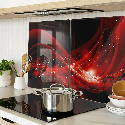 Snijplanken glas Rode golven met lichteffect