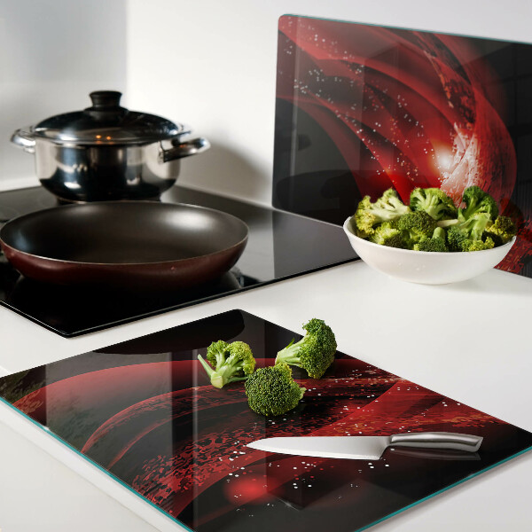 Snijplanken glas Rode golven met lichteffect