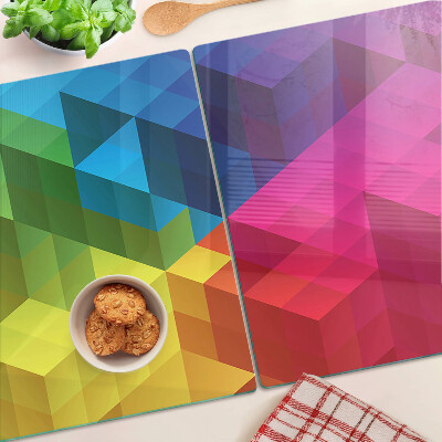 Snijplanken van glas Kleurrijke geometrie in driehoeken