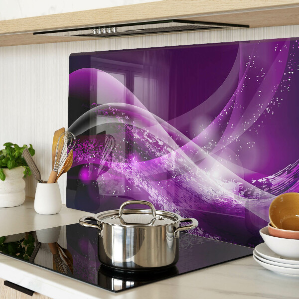 Snijplanken glas Paarse golven met lichteffect