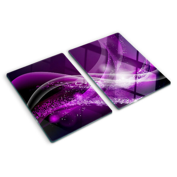 Snijplanken glas Paarse golven met lichteffect