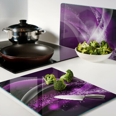 Snijplanken glas Paarse golven met lichteffect