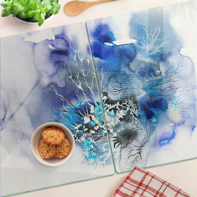 Snijplanken van glas Abstracte blauwe patronen