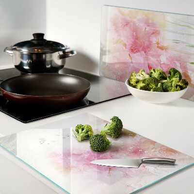 Snijplanken glas Bloemen in aquarel in pastelkleuren