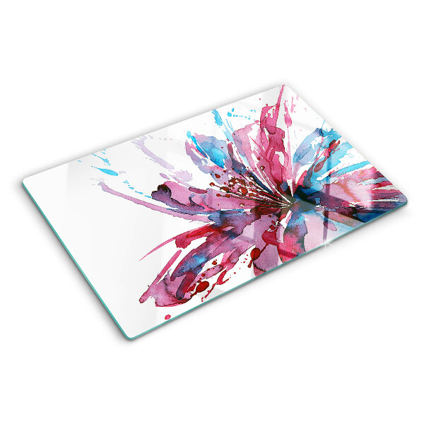 Snijplanken glas Bloemen in aquarel in intense kleuren