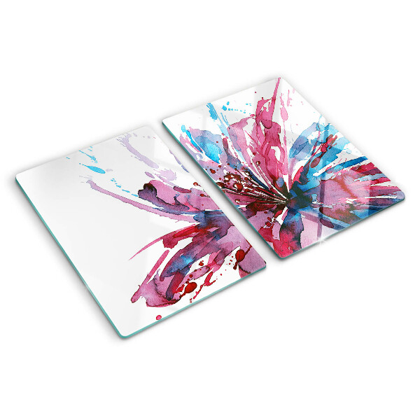 Snijplanken glas Bloemen in aquarel in intense kleuren