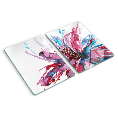 Snijplanken glas Bloemen in aquarel in intense kleuren
