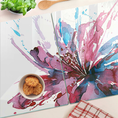 Snijplanken glas Bloemen in aquarel in intense kleuren