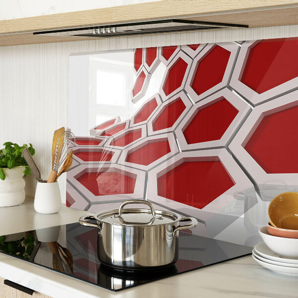 Glazen snijplanken Hexagonaal motief in rode tinten