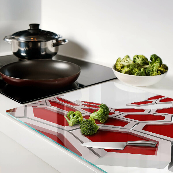 Glazen snijplanken Hexagonaal motief in rode tinten