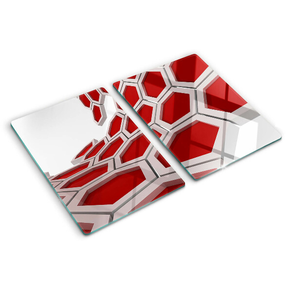 Glazen snijplanken Hexagonaal motief in rode tinten