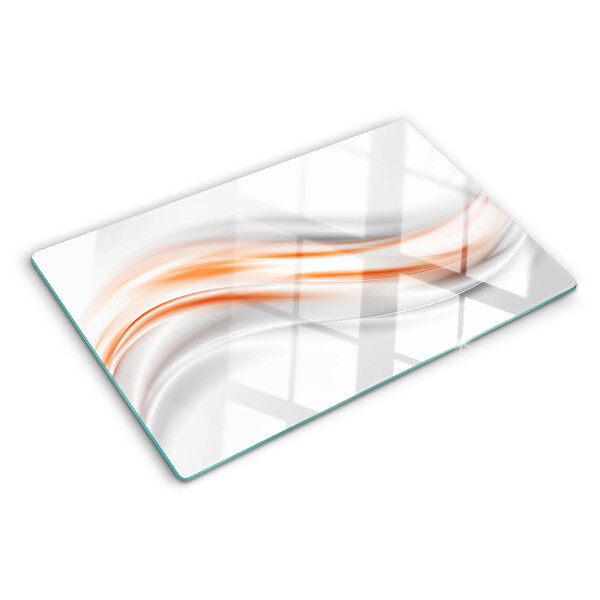 Snijplanken glas Golven in tinten oranje en grijs.