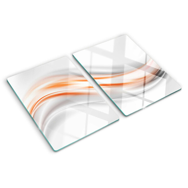 Snijplanken glas Golven in tinten oranje en grijs.