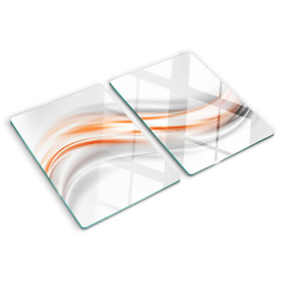 Snijplanken glas Golven in tinten oranje en grijs.