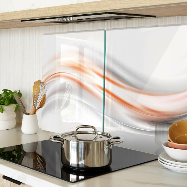 Snijplanken glas Golven in tinten oranje en grijs.