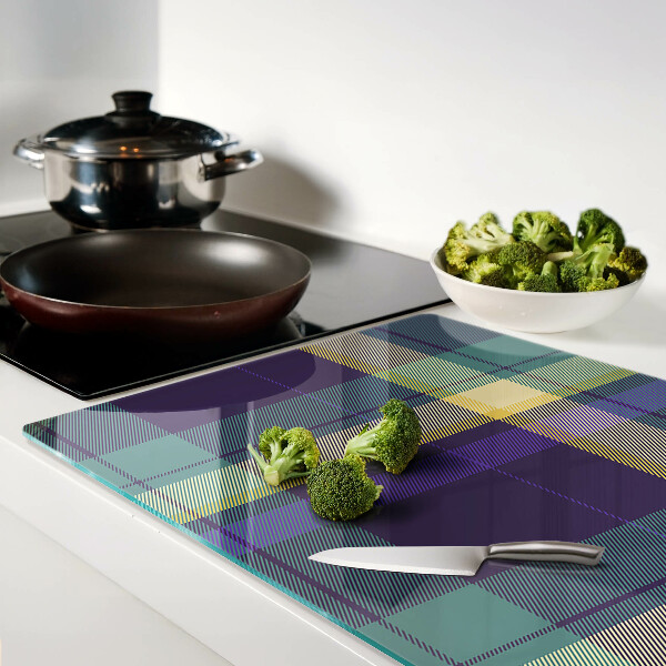 Snijplanken van glas Geruit patroon in paarse en groene tinten.