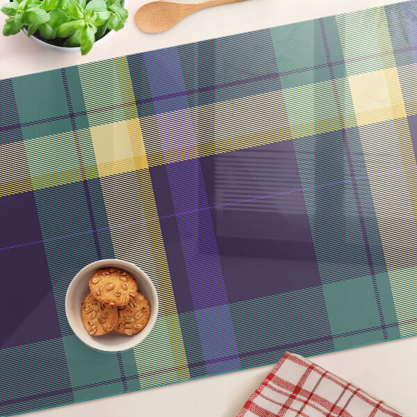 Snijplanken van glas Geruit patroon in paarse en groene tinten.