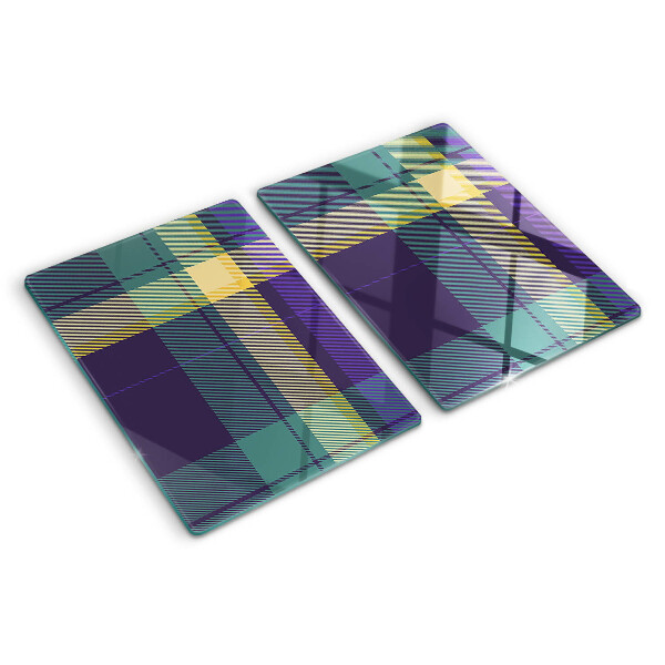 Snijplanken van glas Geruit patroon in paarse en groene tinten.