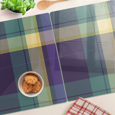 Snijplanken van glas Geruit patroon in paarse en groene tinten.