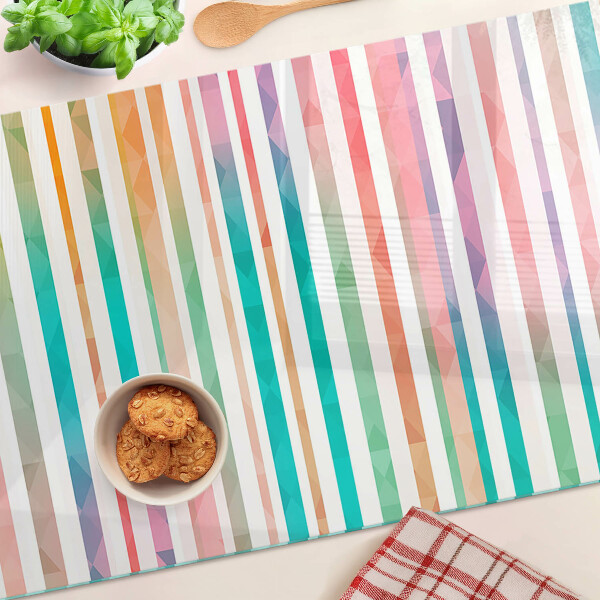 Snijplanken van glas Kleurrijke strepen in regenboogkleuren