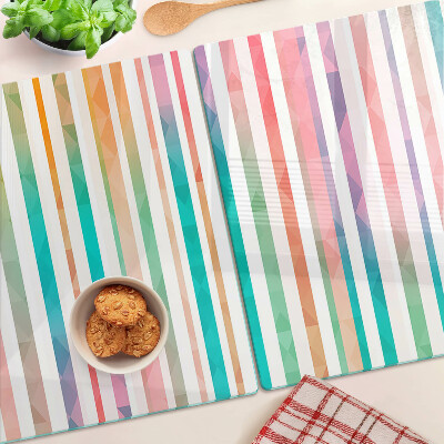 Snijplanken van glas Kleurrijke strepen in regenboogkleuren