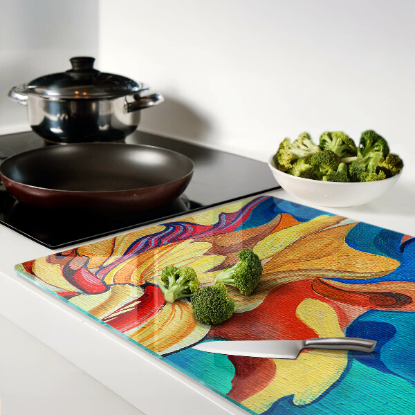 Glazen snijplanken Kleurrijke bloemen op een abstracte achtergrond