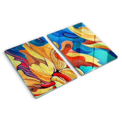 Glazen snijplanken Kleurrijke bloemen op een abstracte achtergrond