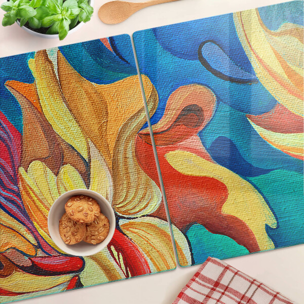 Glazen snijplanken Kleurrijke bloemen op een abstracte achtergrond