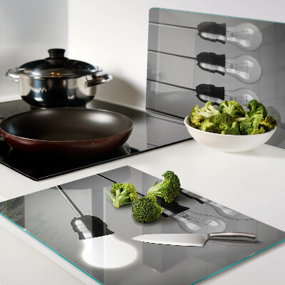 Snijplanken glas Gloeilampen aan kabels