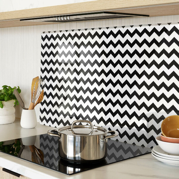 Glazen snijplanken Zigzaglijnen in zwart-wit