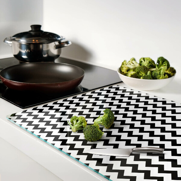 Glazen snijplanken Zigzaglijnen in zwart-wit