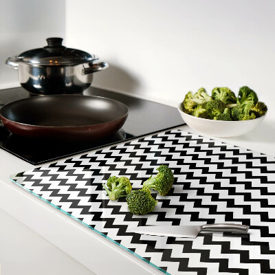 Glazen snijplanken Zigzaglijnen in zwart-wit