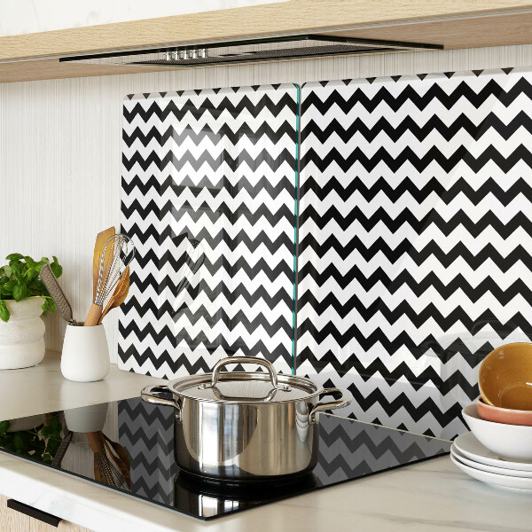 Glazen snijplanken Zigzaglijnen in zwart-wit