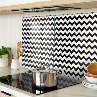 Glazen snijplanken Zigzaglijnen in zwart-wit