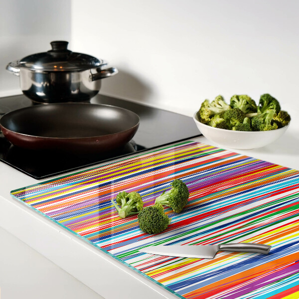 Snijplanken van glas Kleurrijke strepen in verschillende tinten.