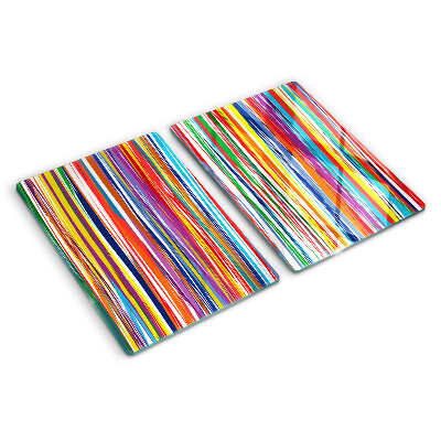 Snijplanken van glas Kleurrijke strepen in verschillende tinten.